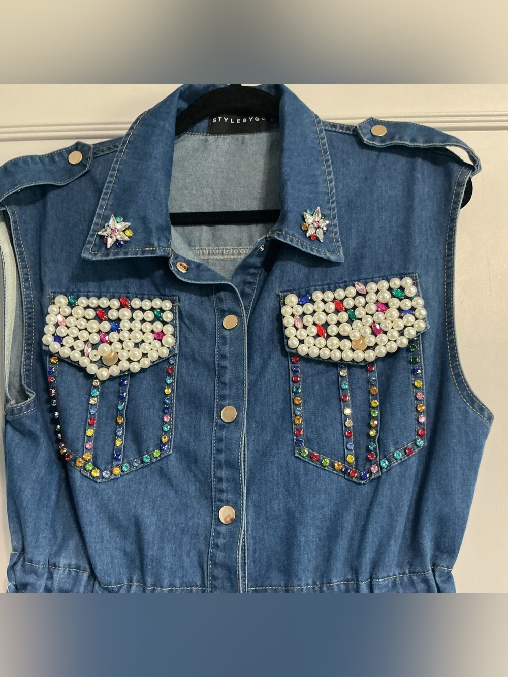 Style By GG Oversize BeDazzled Snap Up Jumper S